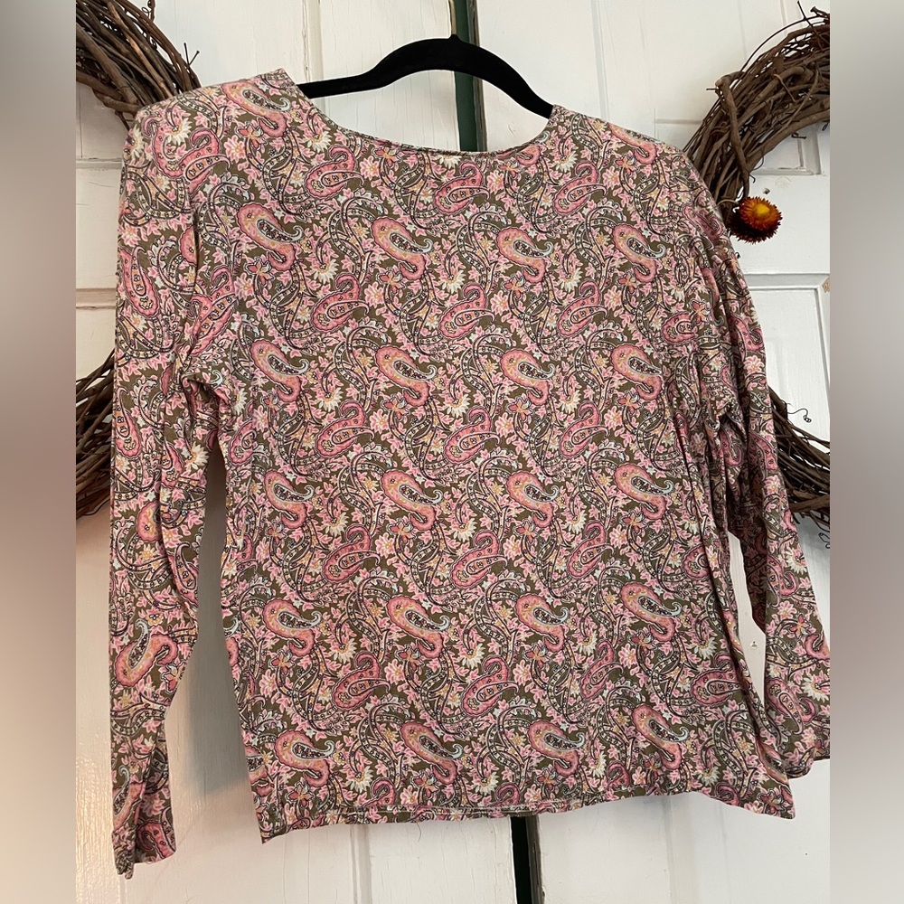 Fashion Force Vintage Pink Floral Paisley Blouse Women's Size L
